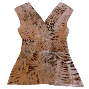 🛍️[10x$30] BR Blouse dusty rose with black print. XS NWOT